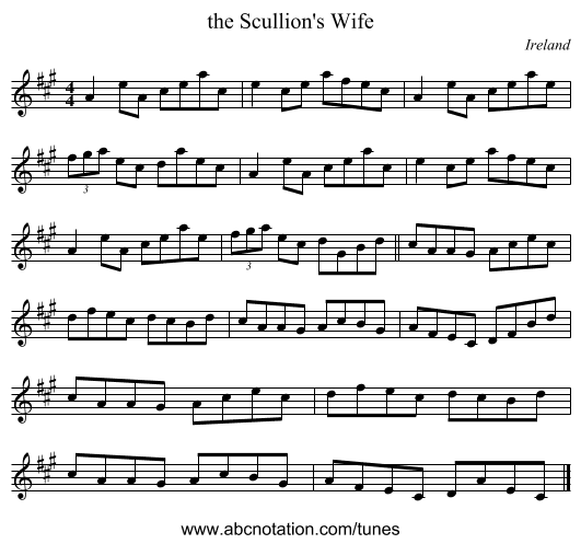 the Scullion's Wife - staff notation