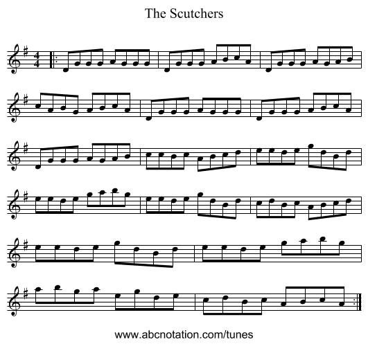 The Scutchers - staff notation