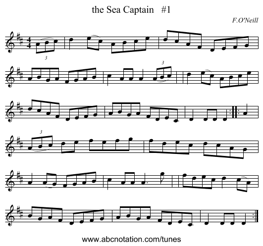 the Sea Captain   #1 - staff notation