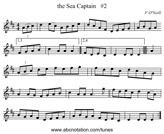 the Sea Captain   #2 - staff notation
