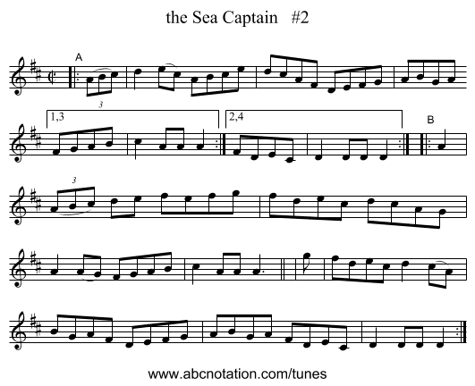 the Sea Captain #2 - staff notation