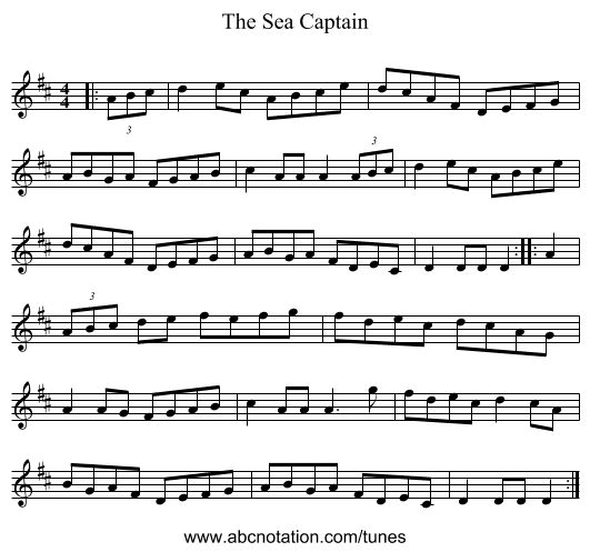 The Sea Captain - staff notation