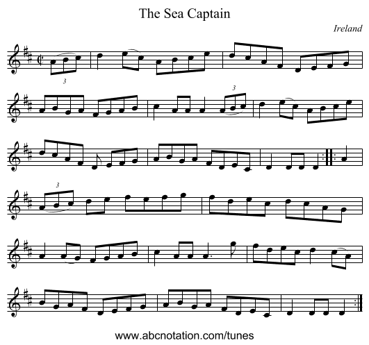 The Sea Captain - staff notation