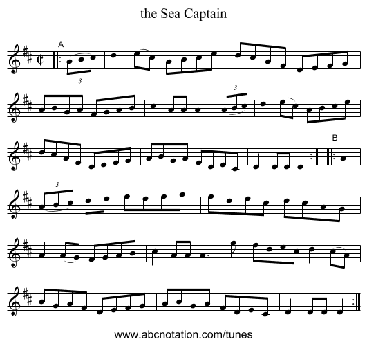 the Sea Captain - staff notation