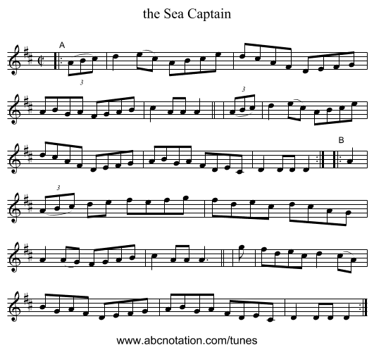 the Sea Captain - staff notation