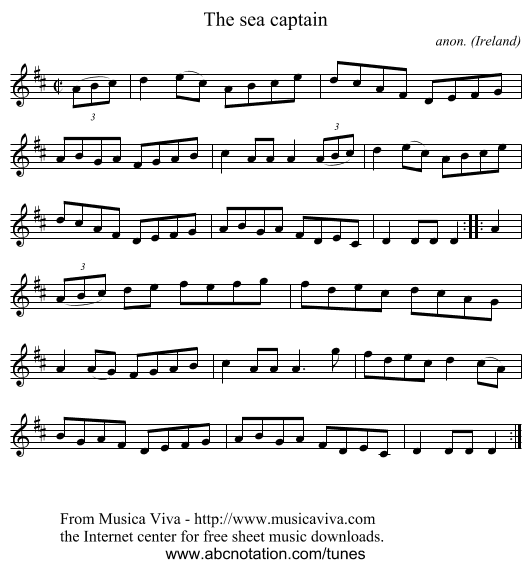 The sea captain - staff notation