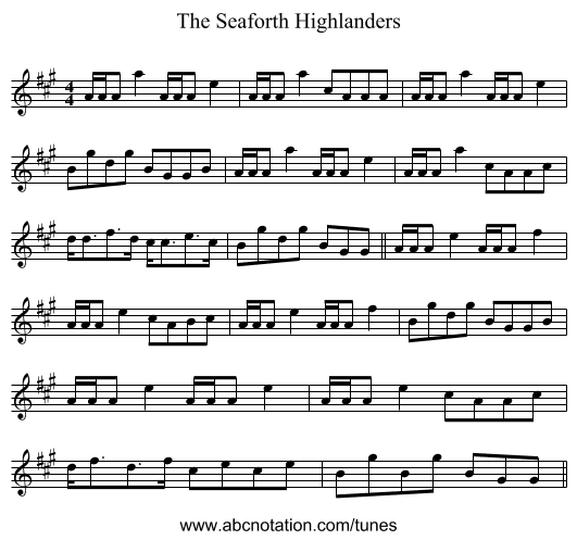 The Seaforth Highlanders - staff notation