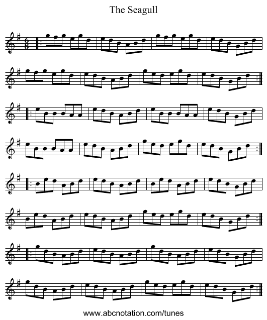 The Seagull - staff notation