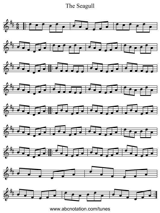 The Seagull - staff notation