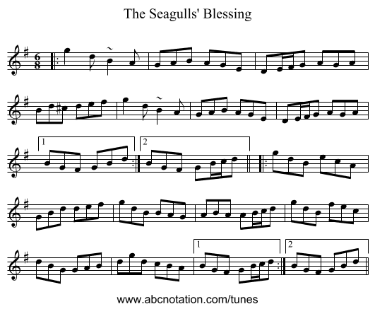 The Seagulls' Blessing - staff notation