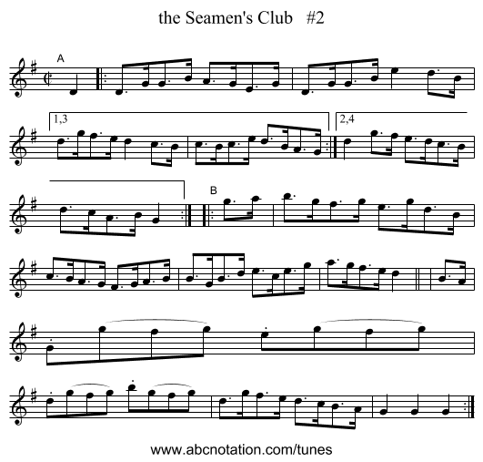 the Seamen's Club   #2 - staff notation