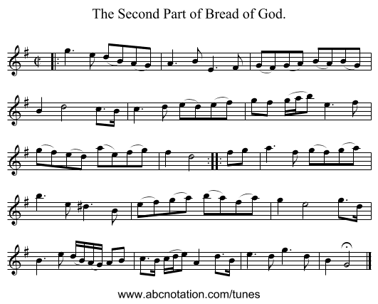 The Second Part of Bread of God. - staff notation