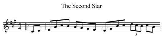 The Second Star - staff notation