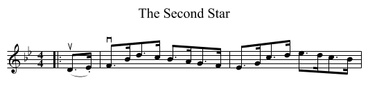 The Second Star - staff notation