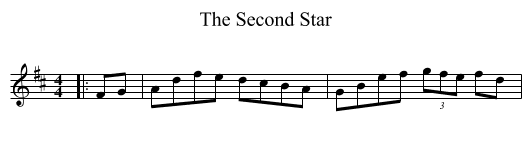 The Second Star - staff notation