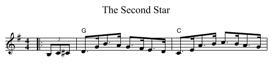 The Second Star - staff notation