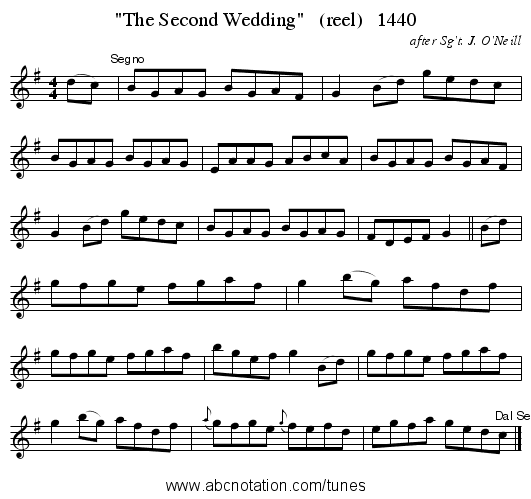 The Second Wedding   (reel)   1440 - staff notation