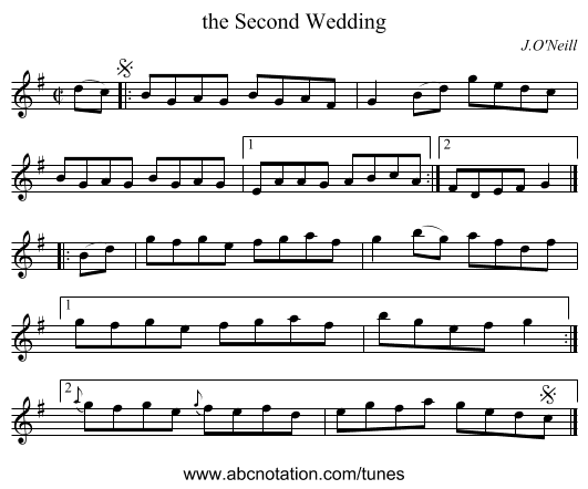 the Second Wedding - staff notation