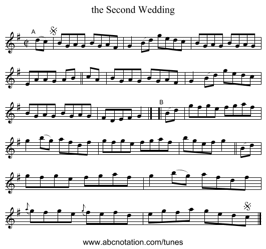 the Second Wedding - staff notation
