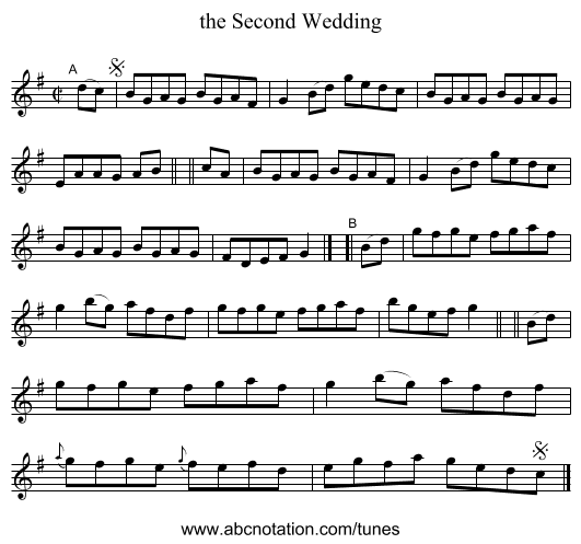 the Second Wedding - staff notation