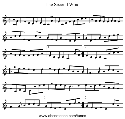 The Second Wind - staff notation