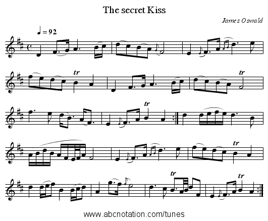 The secret Kiss - staff notation