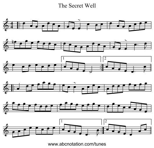 The Secret Well - staff notation