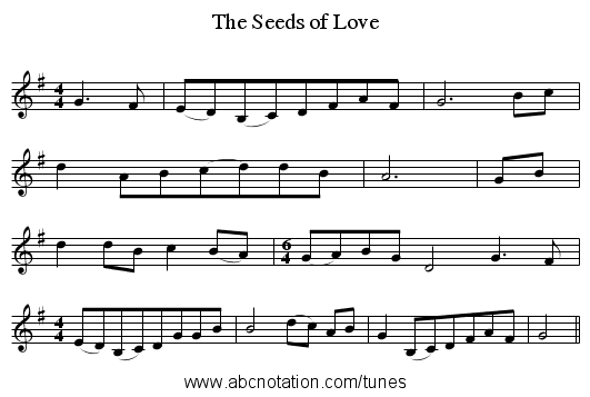 The Seeds of Love - staff notation