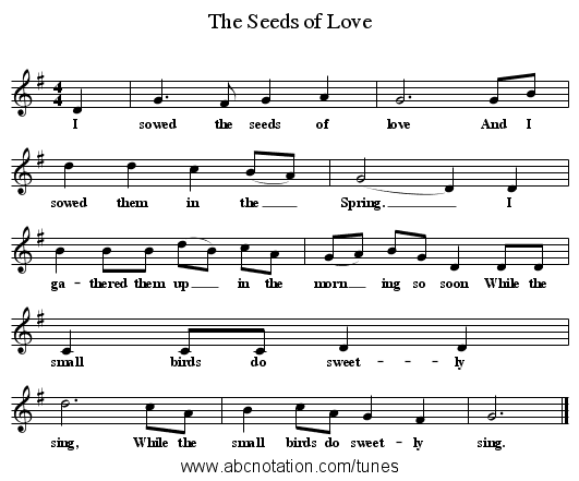 The Seeds of Love - staff notation