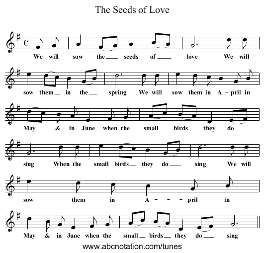 The Seeds of Love - staff notation