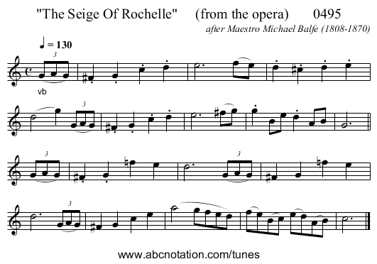 The Seige Of Rochelle     (from the opera)       0495 - staff notation