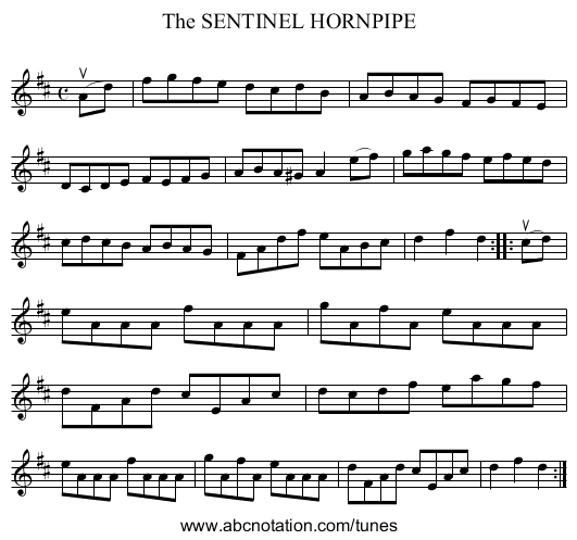 The SENTINEL HORNPIPE - staff notation
