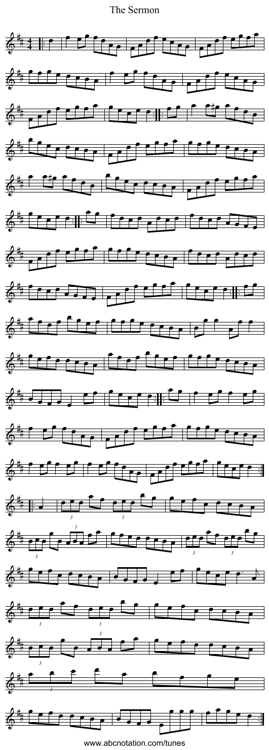 The Sermon - staff notation