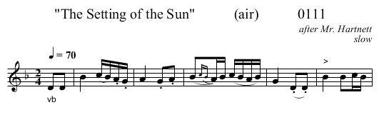 The Setting of the Sun           (air)           0111 - staff notation