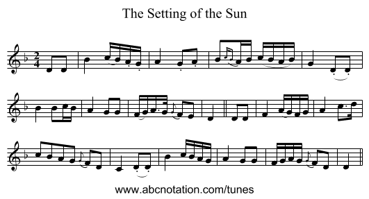The Setting of the Sun - staff notation