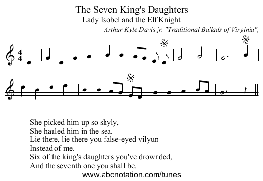 The Seven King's Daughters - staff notation