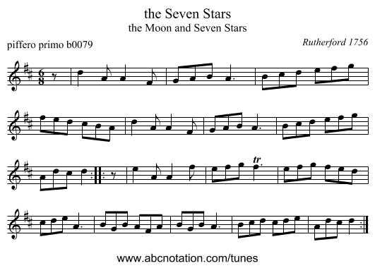 the Seven Stars - staff notation