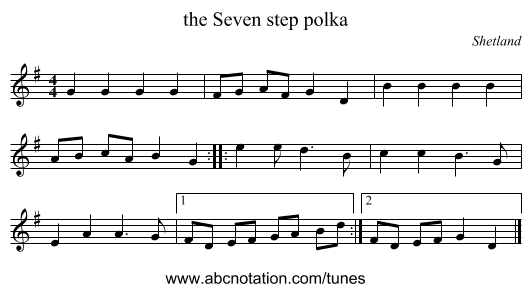 the Seven step polka - staff notation