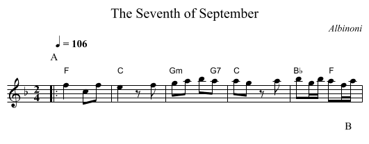 The Seventh of September - staff notation