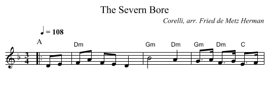 The Severn Bore - staff notation