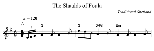 The Shaalds of Foula - staff notation