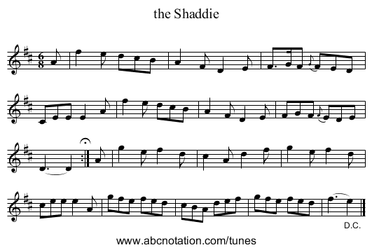 the Shaddie - staff notation