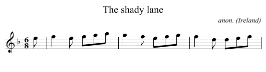 The shady lane - staff notation