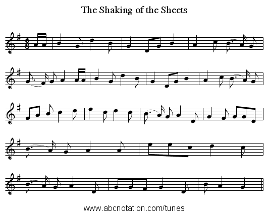 The Shaking of the Sheets - staff notation