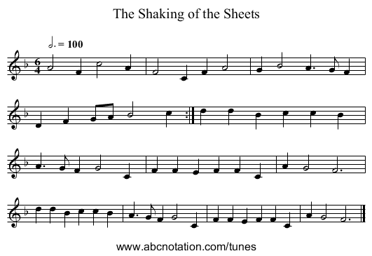 The Shaking of the Sheets - staff notation