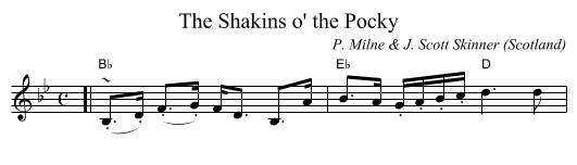 The Shakins o' the Pocky - staff notation