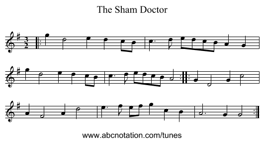 The Sham Doctor - staff notation