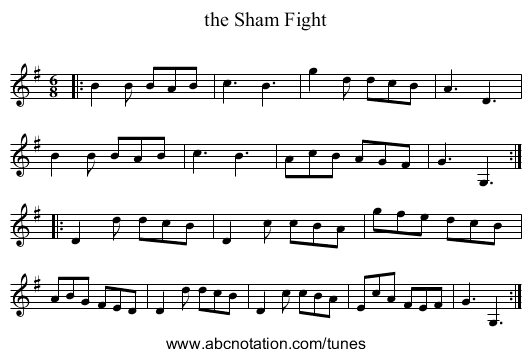 the Sham Fight - staff notation