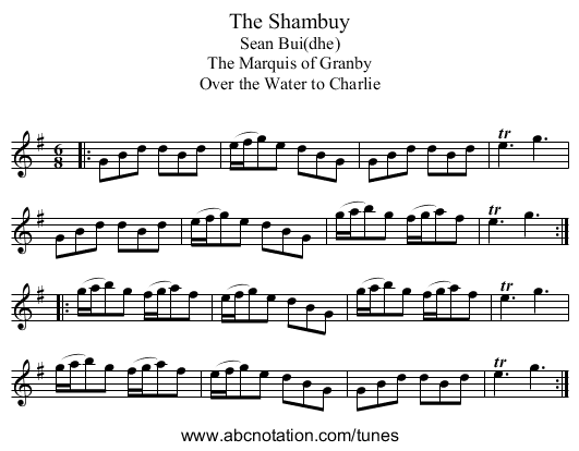 The Shambuy - staff notation