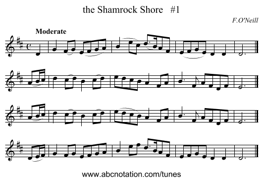 the Shamrock Shore   #1 - staff notation
